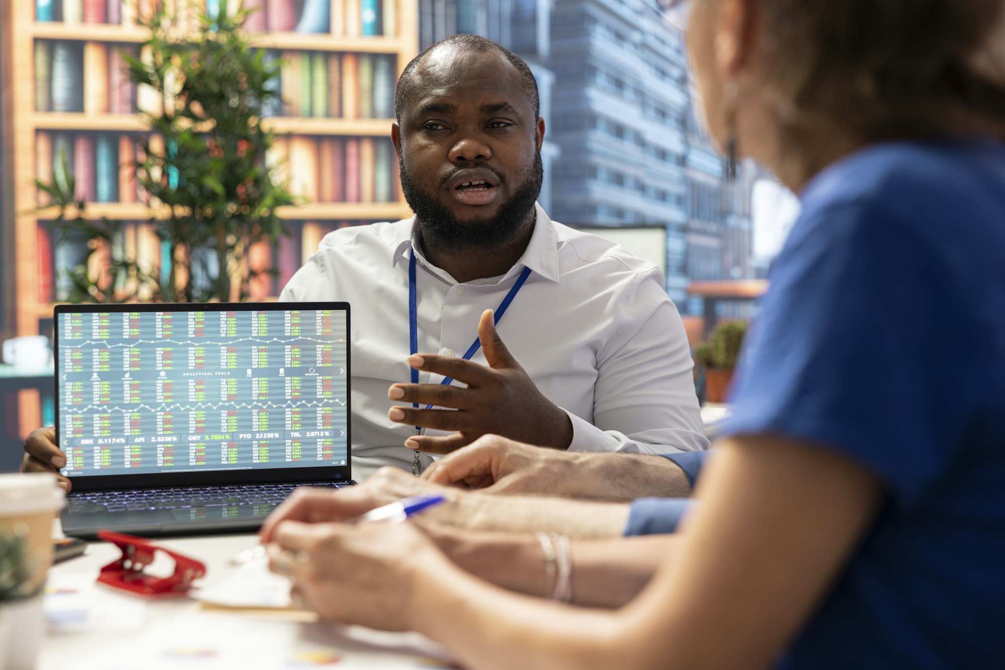 Financial adviser presenting professional retirement plan option